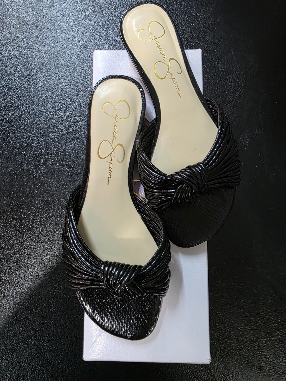 Jessica Simpson Black Knotted Slide Sandals
